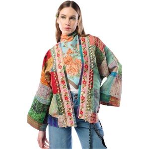 Aratta Audrey 100% Silk Kimono Jacket Handstitched One Size